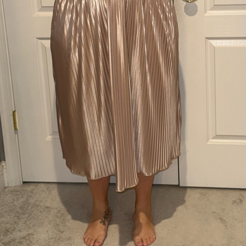 Lane Bryant Shiny Bronze Midi Skirt